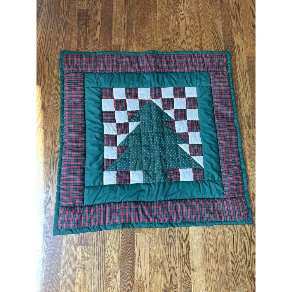 Vintage Handmade Patchwork‎ Quilt Block Christmas Tree New 32